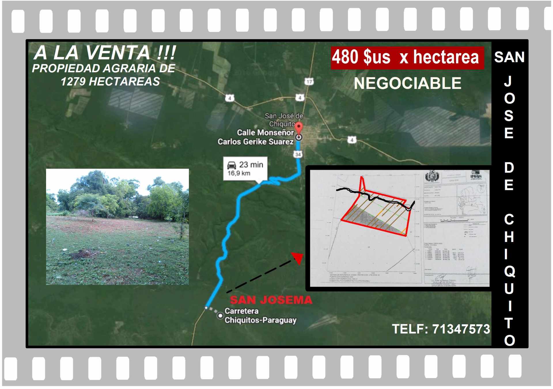 Terreno  Vento excelente Propiedad a 16 km de San Jose  de chiquitos  1279 hectareas  Foto 1