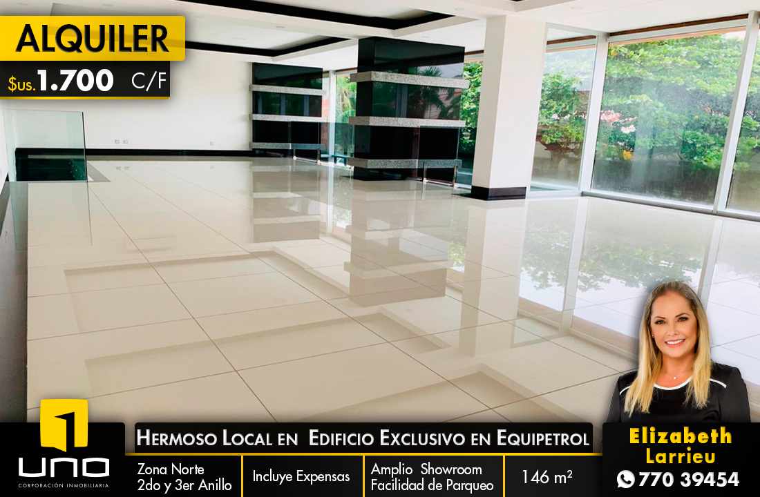 Local comercial en AlquilerHERMOSO LOCAL EN EDIFICIO EXCLUSIVO EN EL BARRIO EQUIPETROL  1 baños  Foto 1