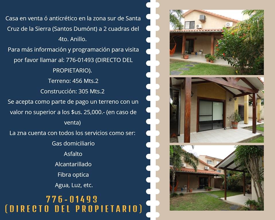 Casa en Entre 4to y 5to anillo Sur en Santa Cruz de la Sierra 3 dormitorios 3 baños 7 parqueos Foto 2