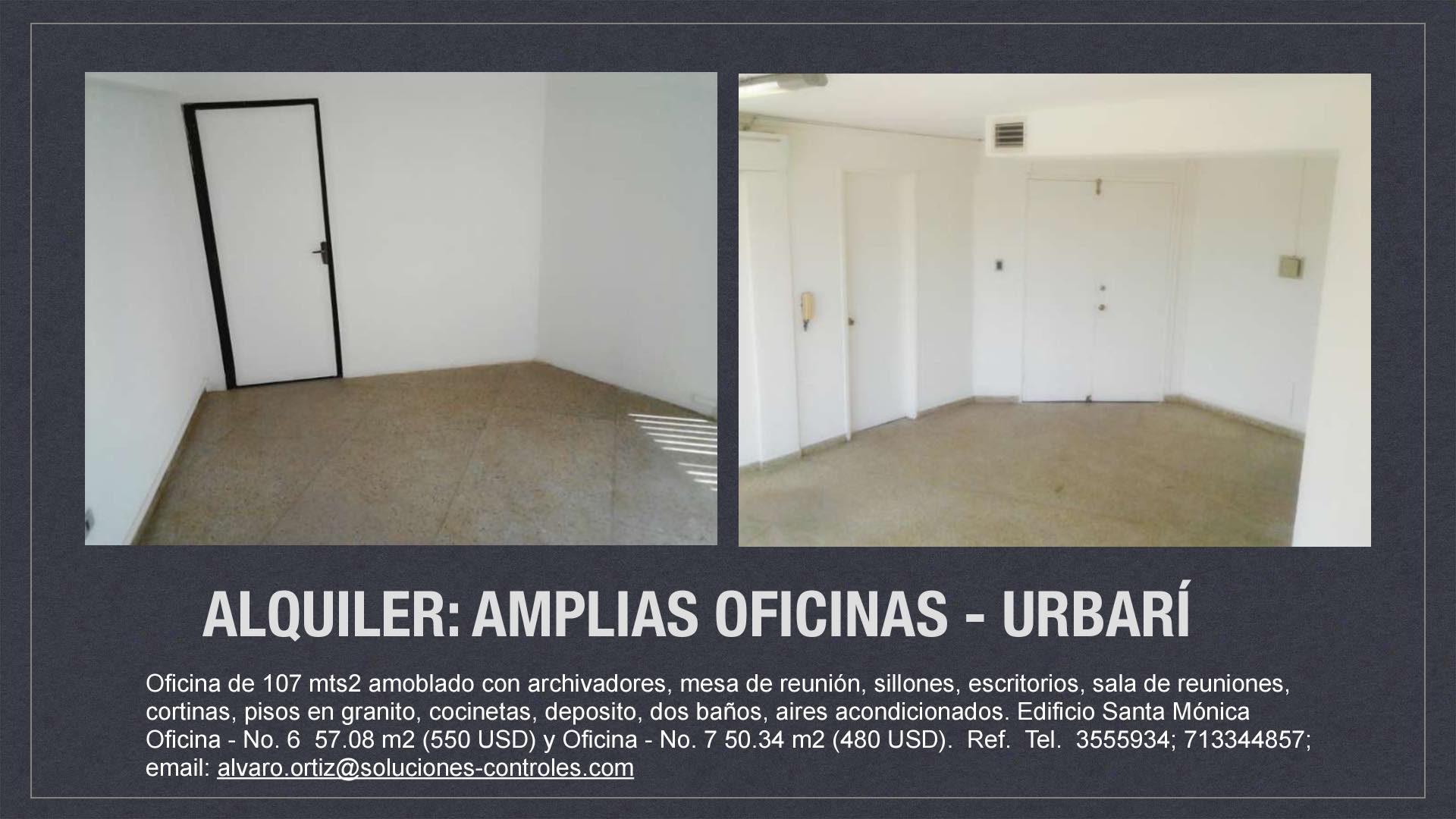 Oficina en AlquilerUrbari - Edificio Santa Mónica - Av. Pirai, Esq. Aruma. 5 dormitorios 2 baños 8 parqueos Foto 2