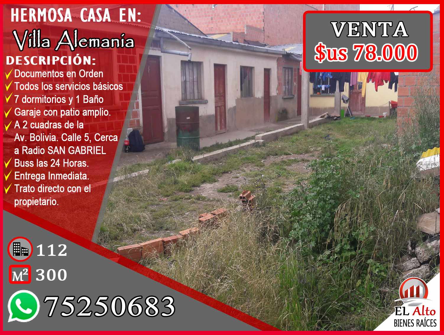 Casa VILLA ALEMANIA, CALLE 5, CERCA A LA RADIO SAN GABRIEL - PLAZA DE LA CRUZ. Foto 1