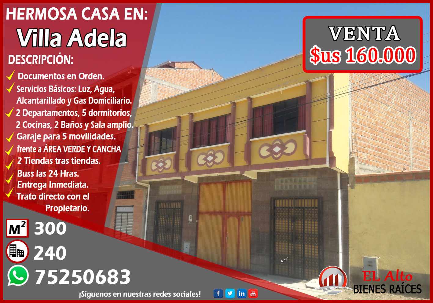 Casa en Villa Adela en El Alto 6 dormitorios 2 baños 1 parqueos Foto 1