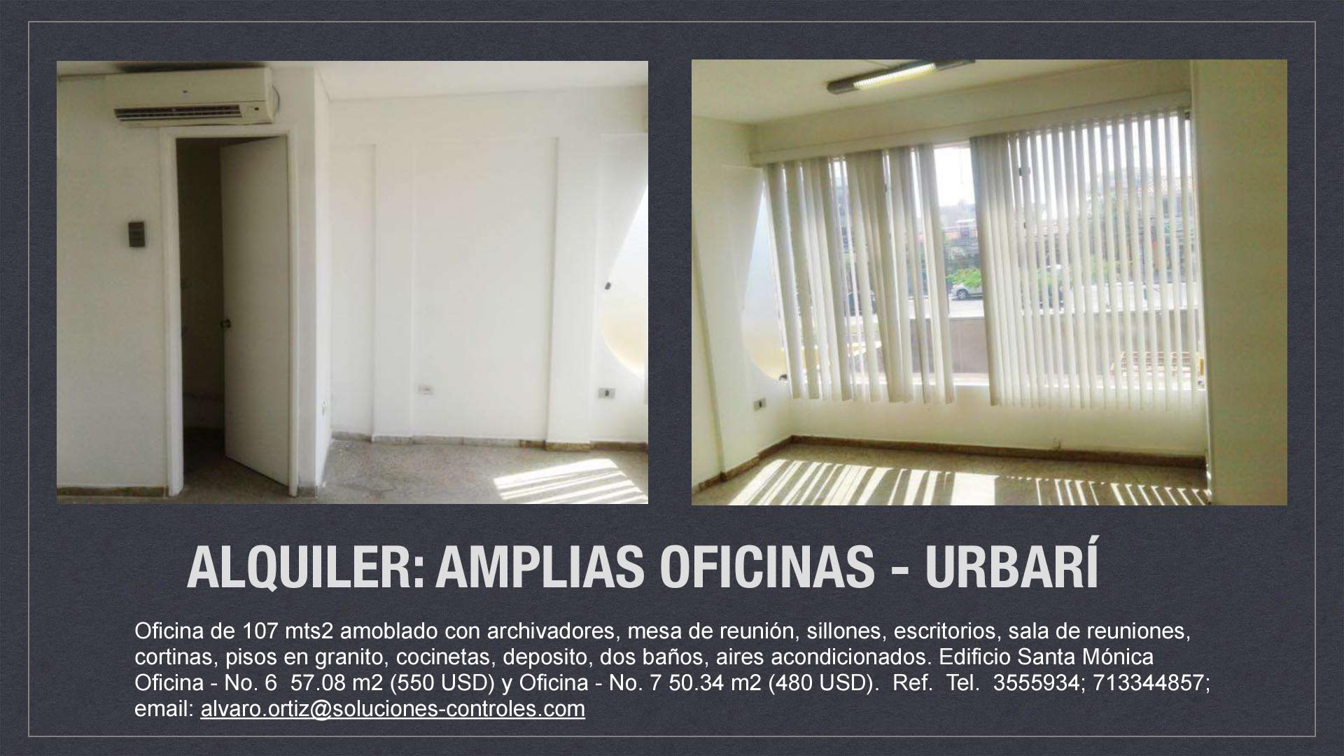 Oficina en AlquilerUrbari - Edificio Santa Mónica - Av. Pirai, Esq. Aruma. 5 dormitorios 2 baños 8 parqueos Foto 4
