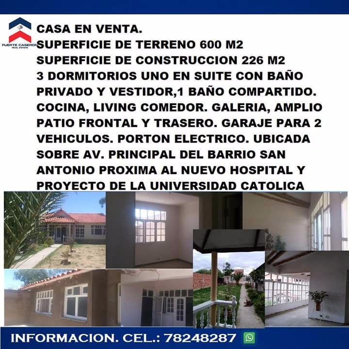 Casa en Barrio San Antonio en Tarija 3 dormitorios 2 baños 3 parqueos Foto 2