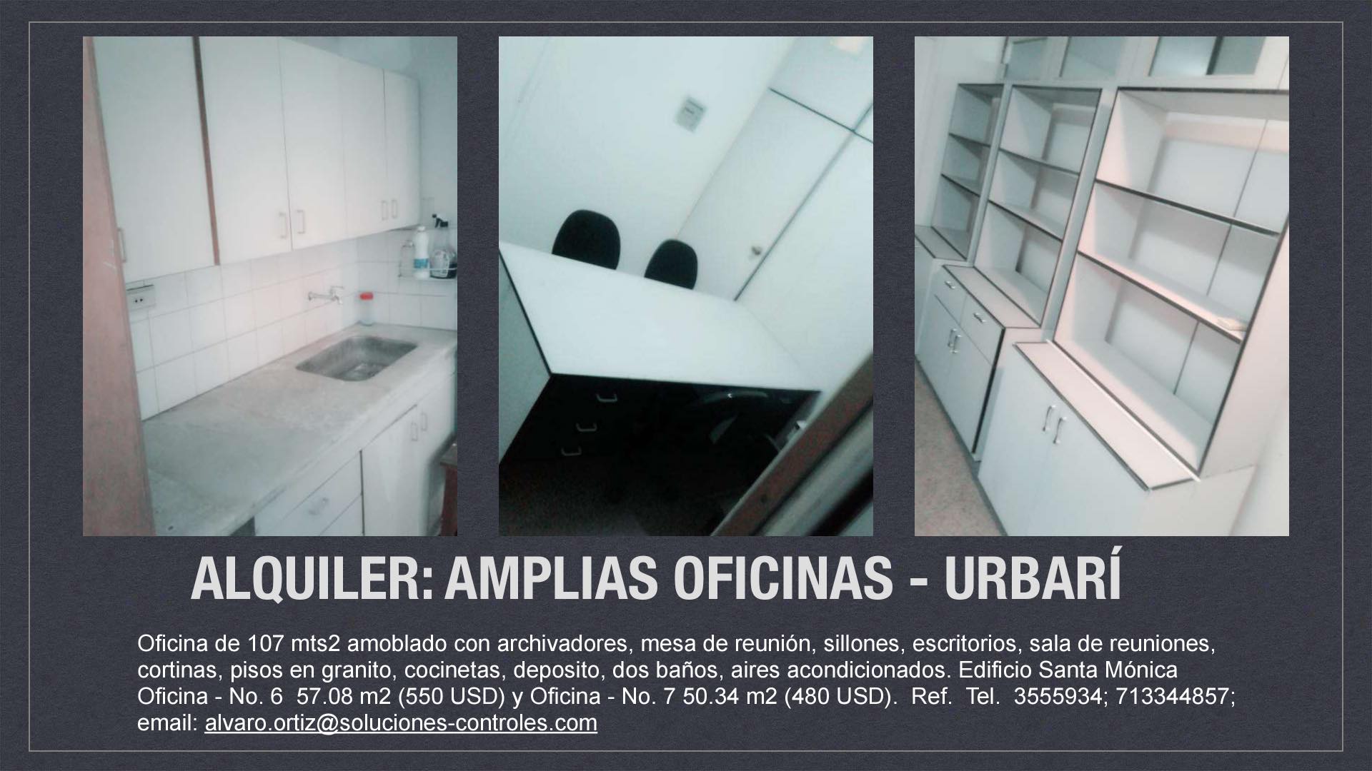 Oficina en AlquilerUrbari - Edificio Santa Mónica - Av. Pirai, Esq. Aruma. 5 dormitorios 2 baños 8 parqueos Foto 5