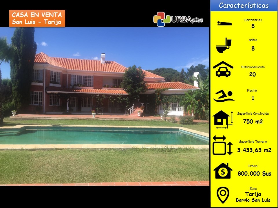 Casa en VentaHermosa Casa en Venta, San Luis - Tarija 8 dormitorios 8 baños 20 parqueos Foto 1