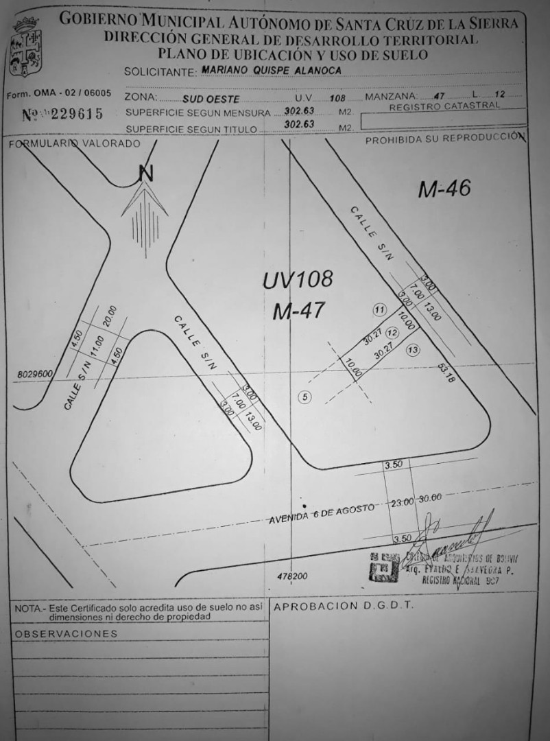 Terreno en VentaAv. 6 de agosto 5to anillo zona La Cuchilla    Foto 3