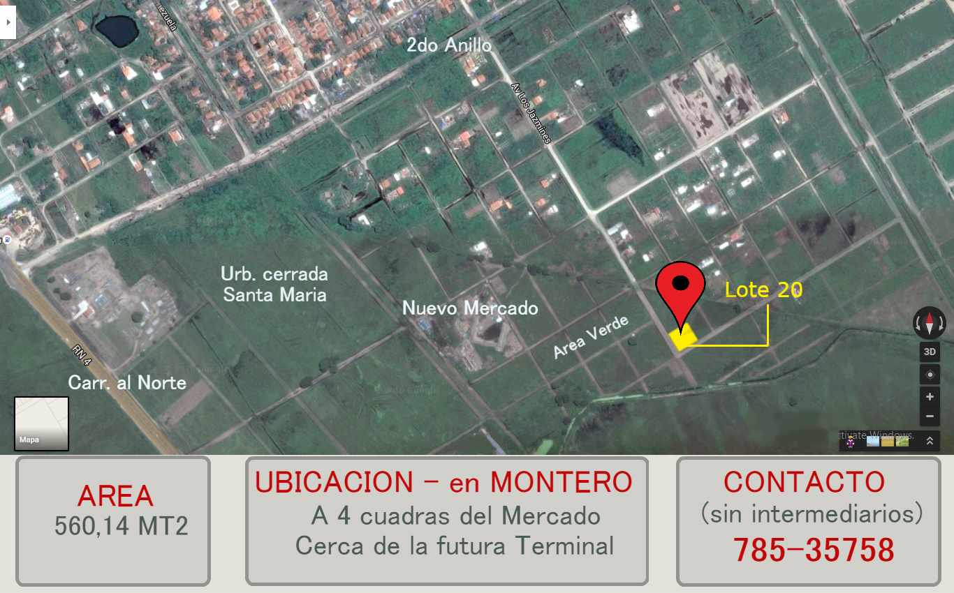 Terreno Lote en MONTERO-Se encuentra a 4 cuadras de la Carretera Foto 1