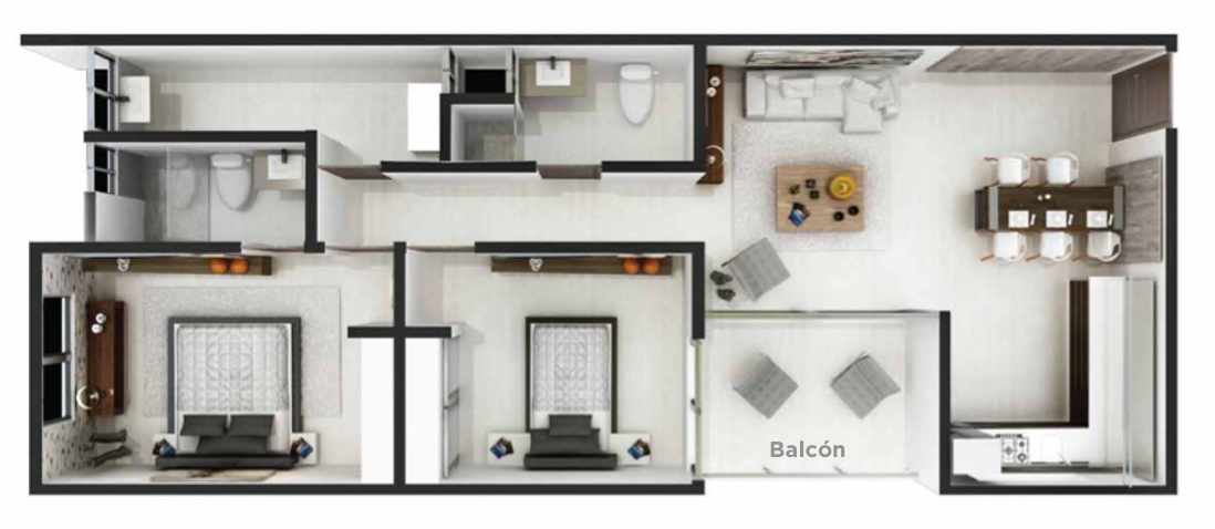 Departamento en Equipetrol en Santa Cruz de la Sierra 2 dormitorios 2 baños  Foto 6