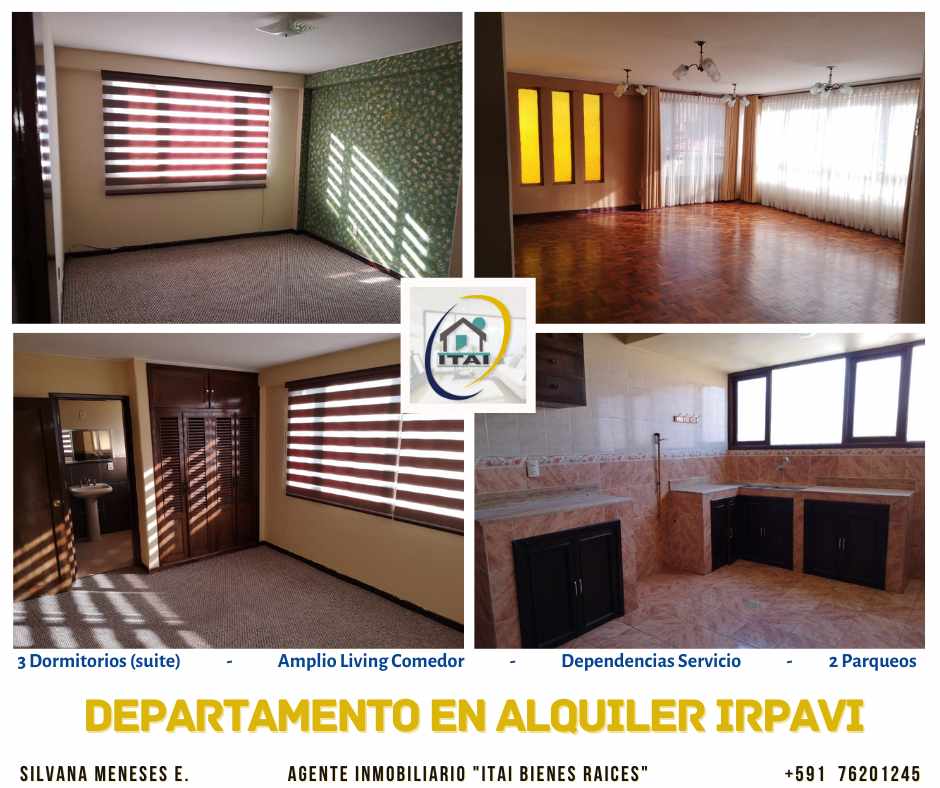 Departamento en Irpavi en La Paz 3 dormitorios 2 baños 2 parqueos Foto 1