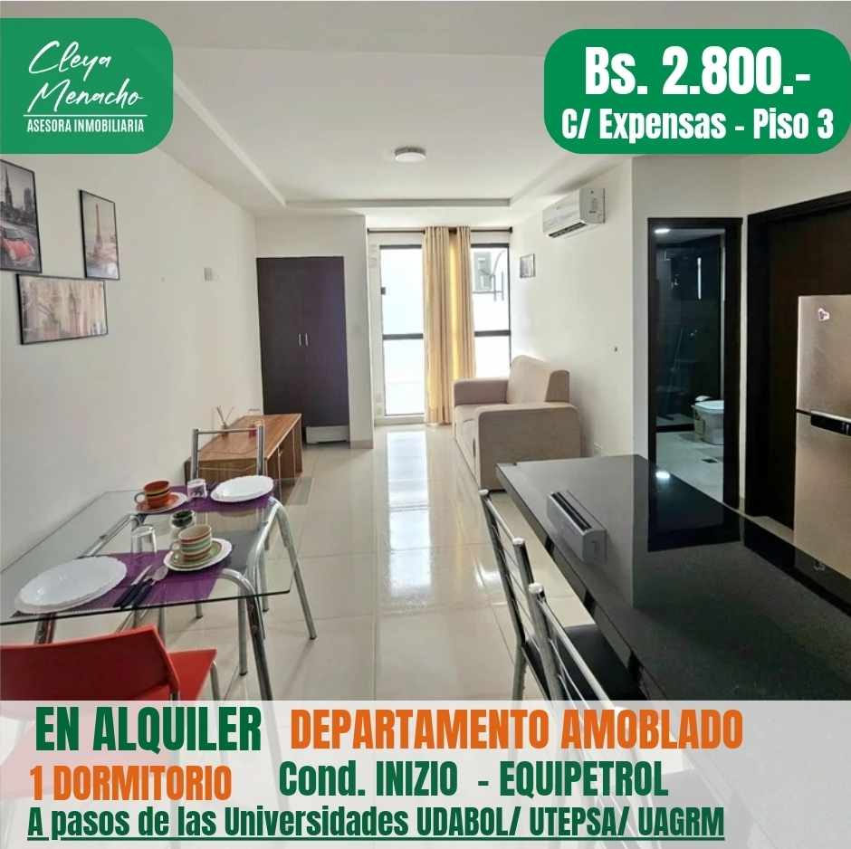 Departamento en Entre 2do y 3er anillo Oeste en Santa Cruz de la Sierra 1 dormitorios 1 baños  Foto 1