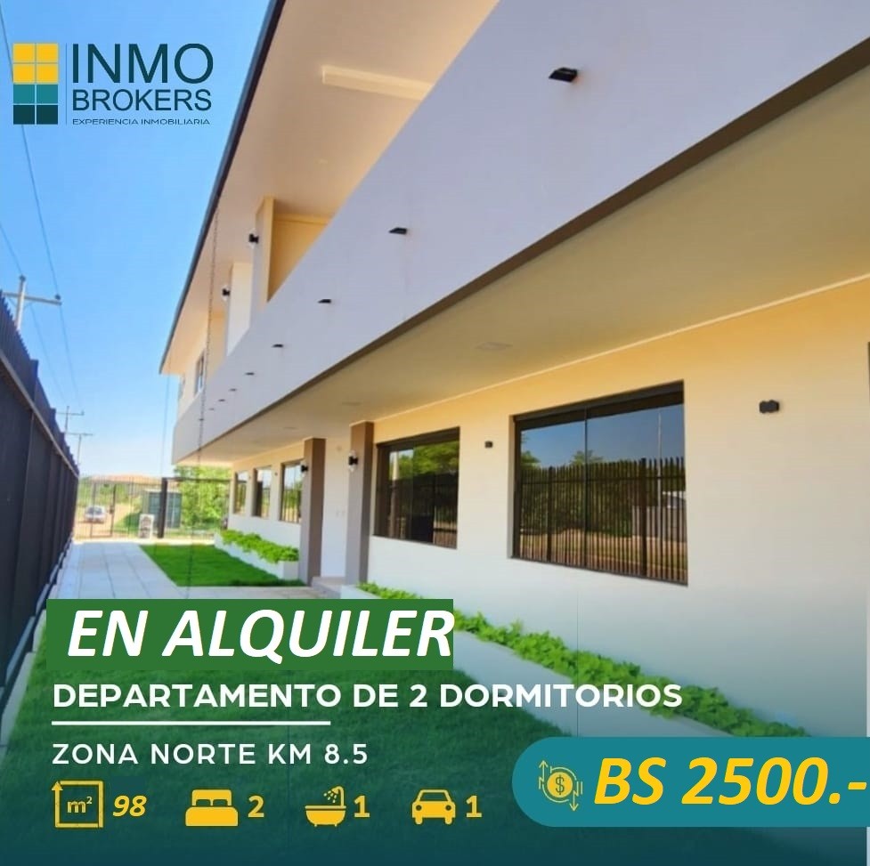 Departamento en AlquilerZONA NORTE KM 8,5 2 dormitorios 1 baños 1 parqueos Foto 1