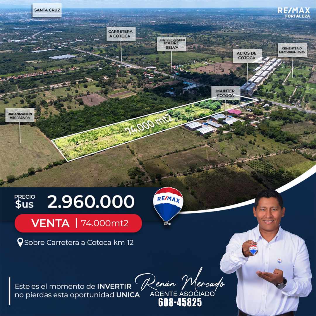 Terreno en VentaSobre la carretera Cotoca Km 12    Foto 1