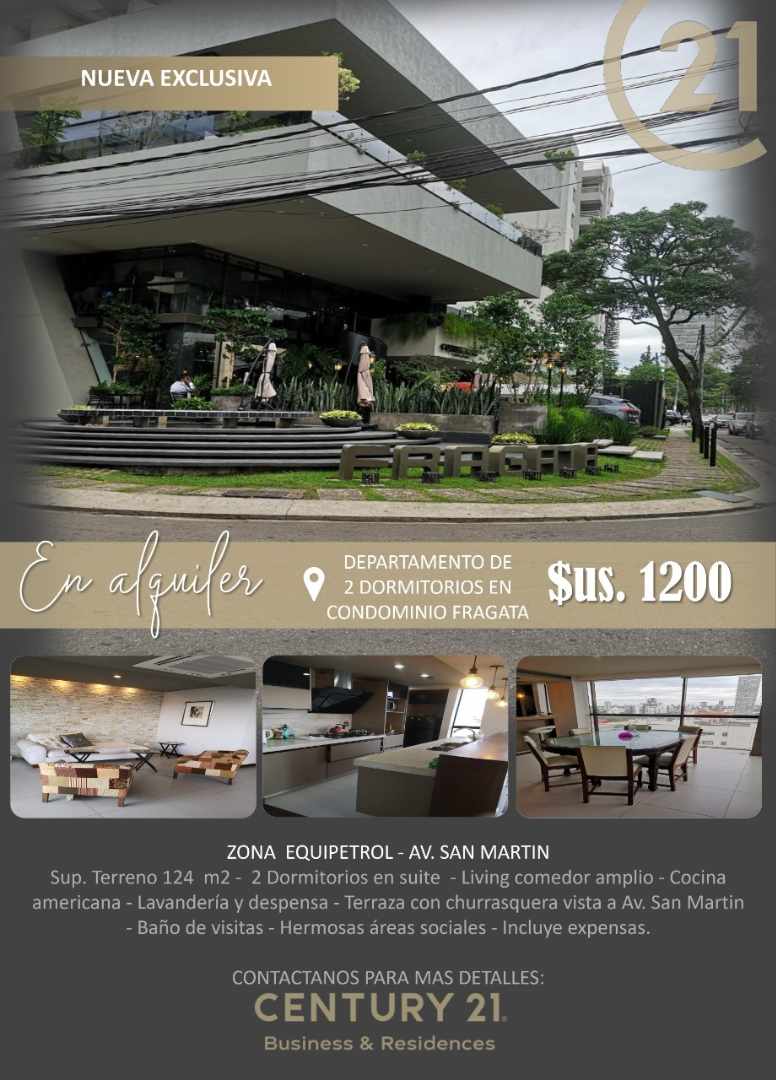 Departamento en Equipetrol en Santa Cruz de la Sierra 2 dormitorios 3 baños 1 parqueos Foto 1