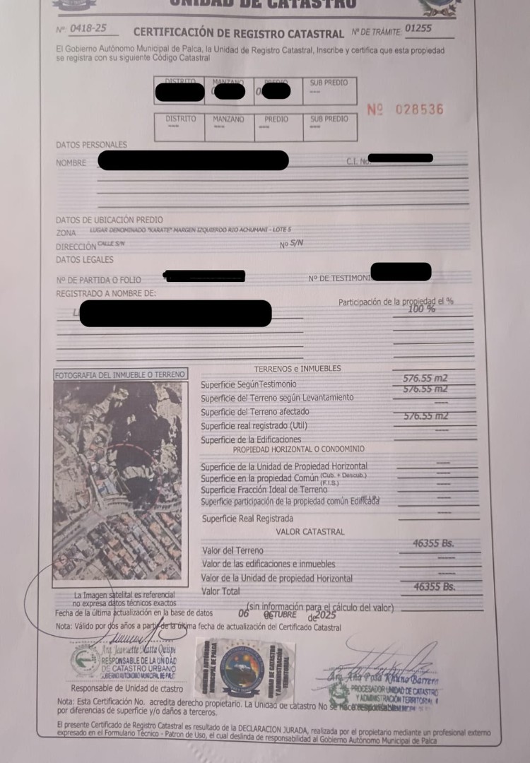 Terreno Av. Costanera de Achumani entre calle 37 y 38  Foto 1