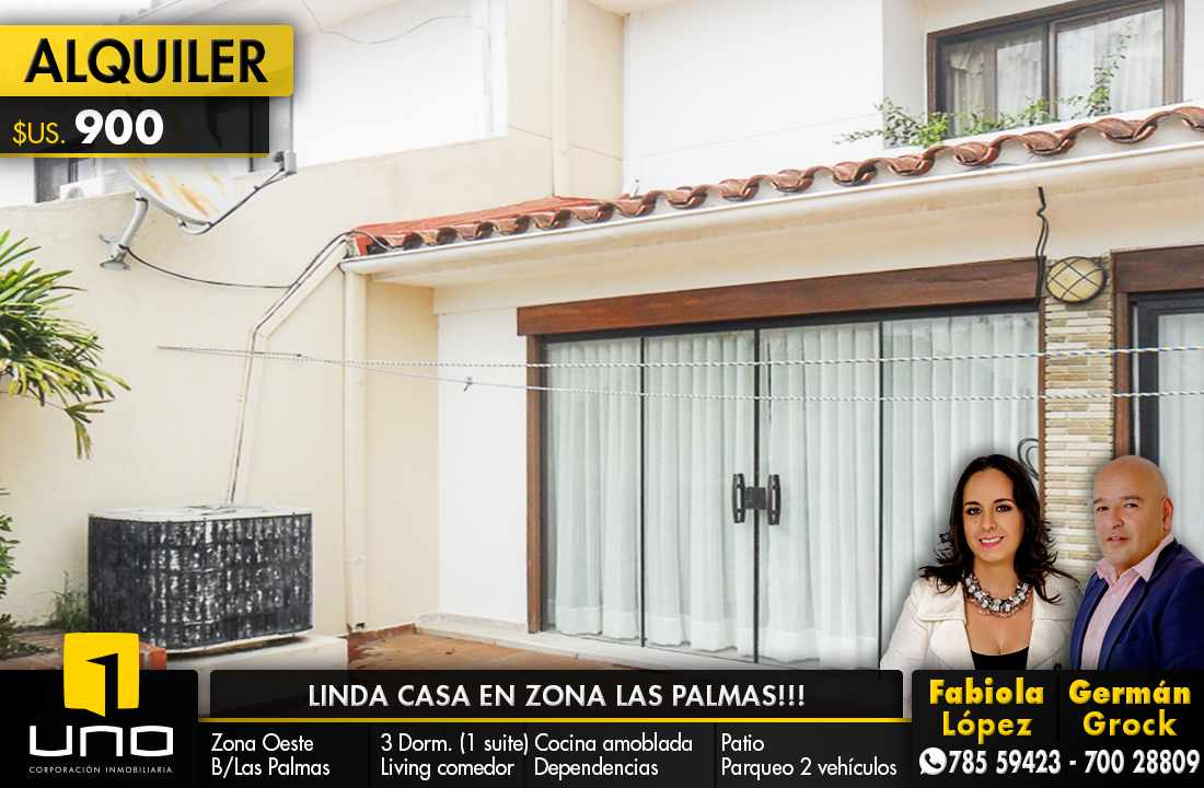 Casa en Las Palmas en Santa Cruz de la Sierra 3 dormitorios 3 baños 2 parqueos Foto 1