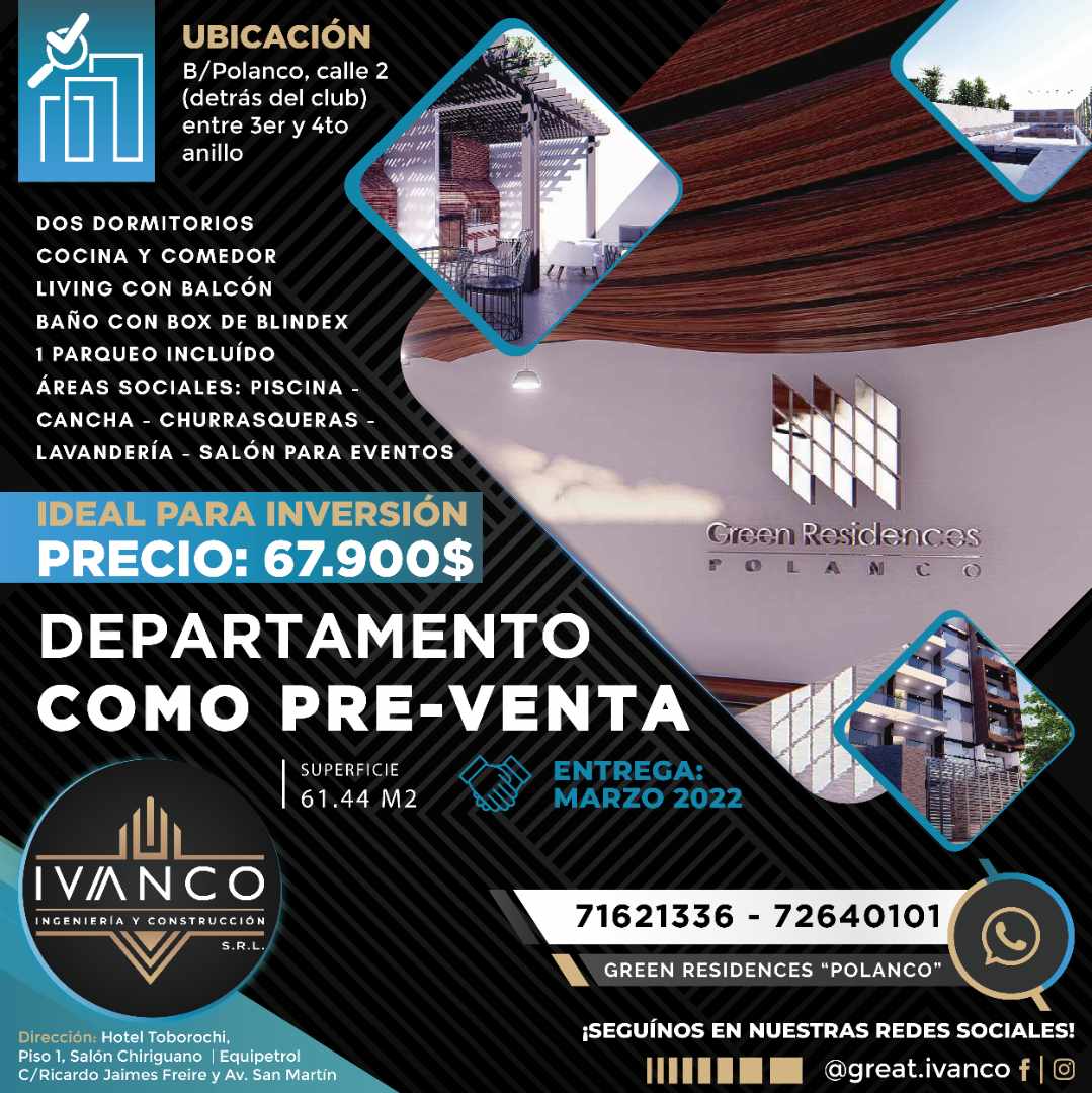 Departamento PRE-VENTA, detrás del Club Polanco Foto 5