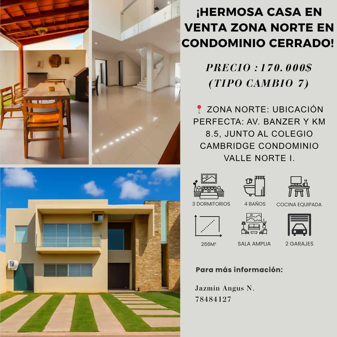 Casa en VentaAv. Banzer km 8.5, cerca del Colegio Cambridge – Cond. Valle Norte 3 dormitorios 4 baños 2 parqueos Foto 15