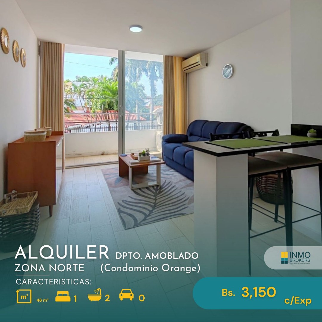 Departamento en AlquilerZona Norte
Av. Beni 2do. Y 3er Anillo
CONDOMINIO ORANGE 1 dormitorios 1 baños  Foto 1