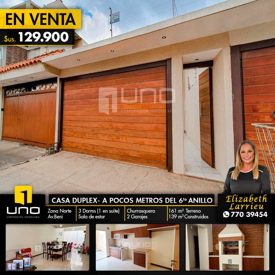 Casa en VentaCASA DUPLEX ZONA AV. BENI A POCOS METROS DEL 6TO ANILLO Foto 1