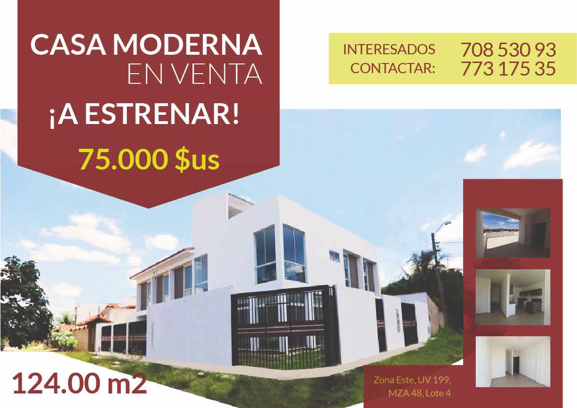 Casa en VentaZona Este, UV 199 , MZA 48 , Lote 4 2 dormitorios 3 baños 1 parqueos Foto 1