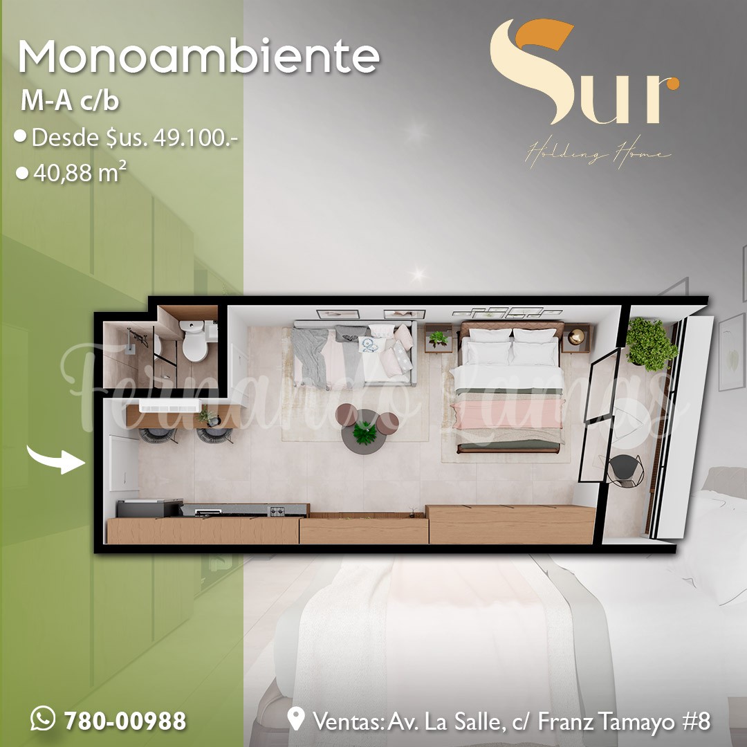 Departamento en Entre 1er y 2do anillo Sur en Santa Cruz de la Sierra 1 dormitorios 1 baños  Foto 7