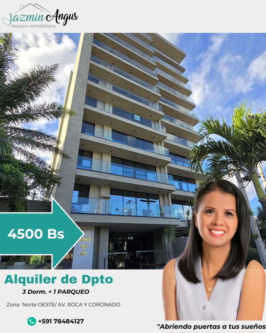 Departamento en AlquilerAv. Roca y Coronado, 4to Anillo/ Condominio Curupau Roca 3 dormitorios 2 baños 1 parqueos Foto 3