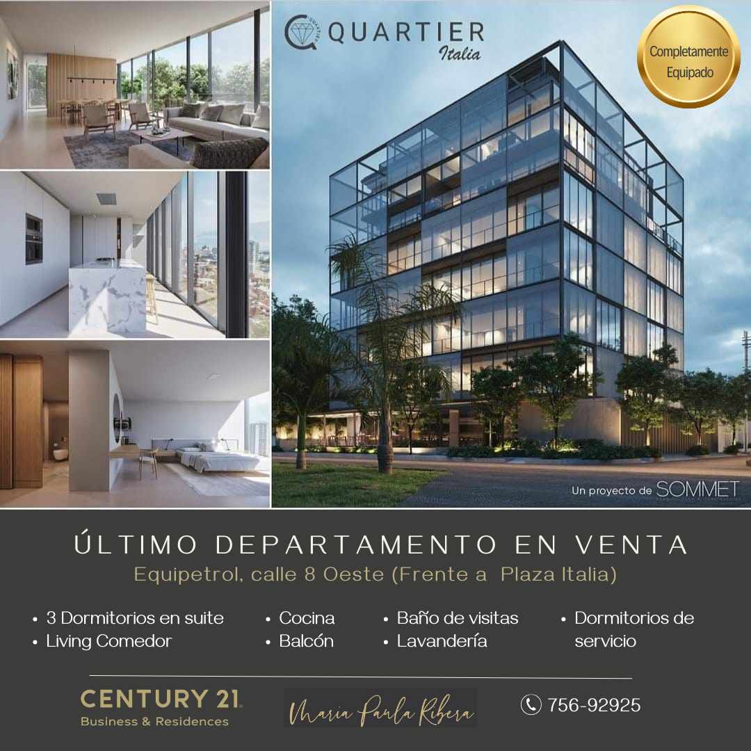 Departamento en VentaQUARTIER ITALIA EQUIPETROL  Calle 8 oeste  3 dormitorios 4 baños  Foto 1