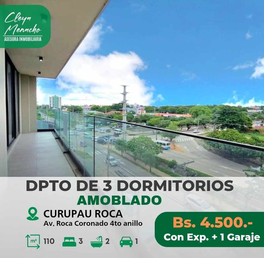 Departamento en AlquilerAv  Roca Coronado 4to anillo  3 dormitorios 2 baños 1 parqueos Foto 1