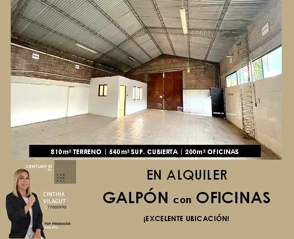 Galpón en AlquilerEN ALQUILER
GALPÓN con SUPERFICIE CUBIERTA y OFICINAS
 Foto 1