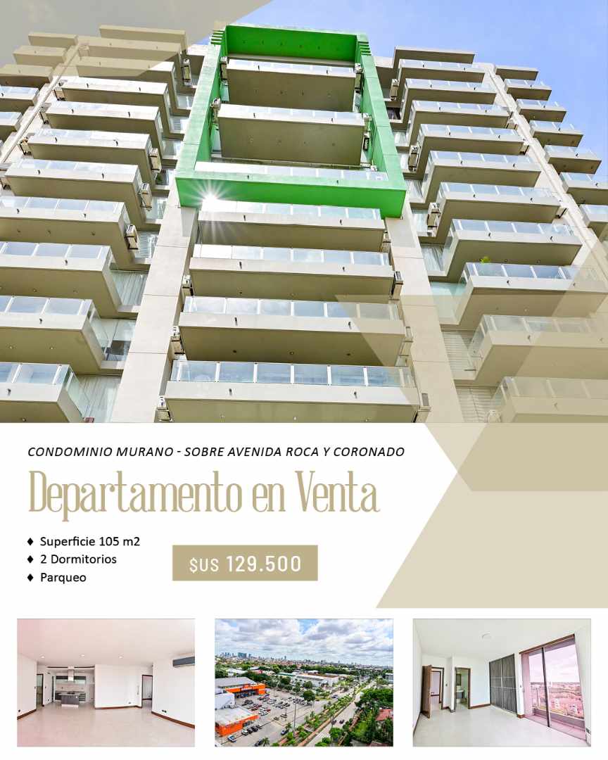 Departamento en VentaEDIF MURANO ROCA Y CORONADO 2 dormitorios 3 baños 1 parqueos Foto 8