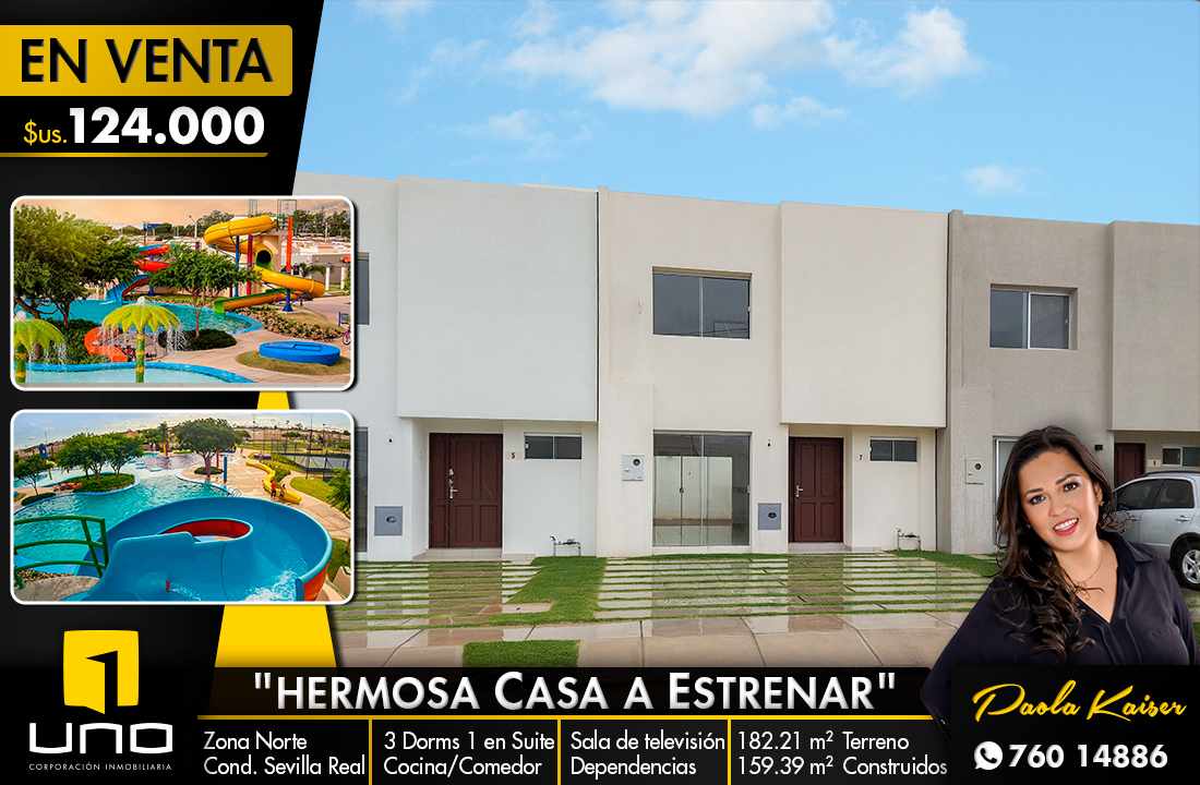 Departamento en VentaHermosa casa a estrenar Condominio Sevilla Real 3 dormitorios 4 baños 2 parqueos Foto 1