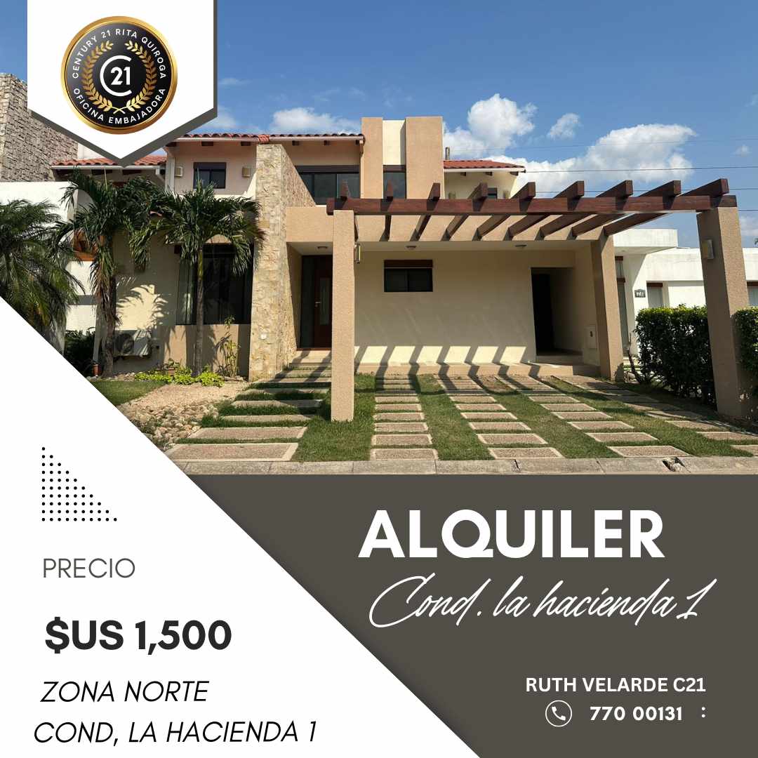 Casa en AlquilerZONA NORTE 
URBANIZACION  LA HACIENDA 1 
ELEGANTE CASA EN ALQUILER !!!!!! Foto 1